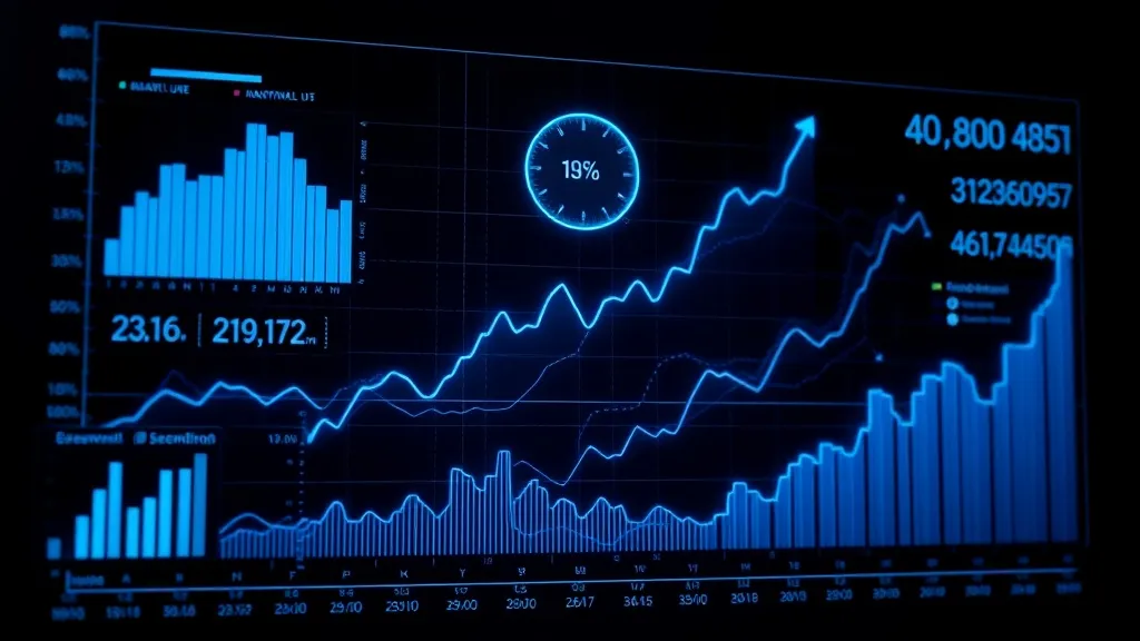 Abstract high-tech data visualization showing growth charts