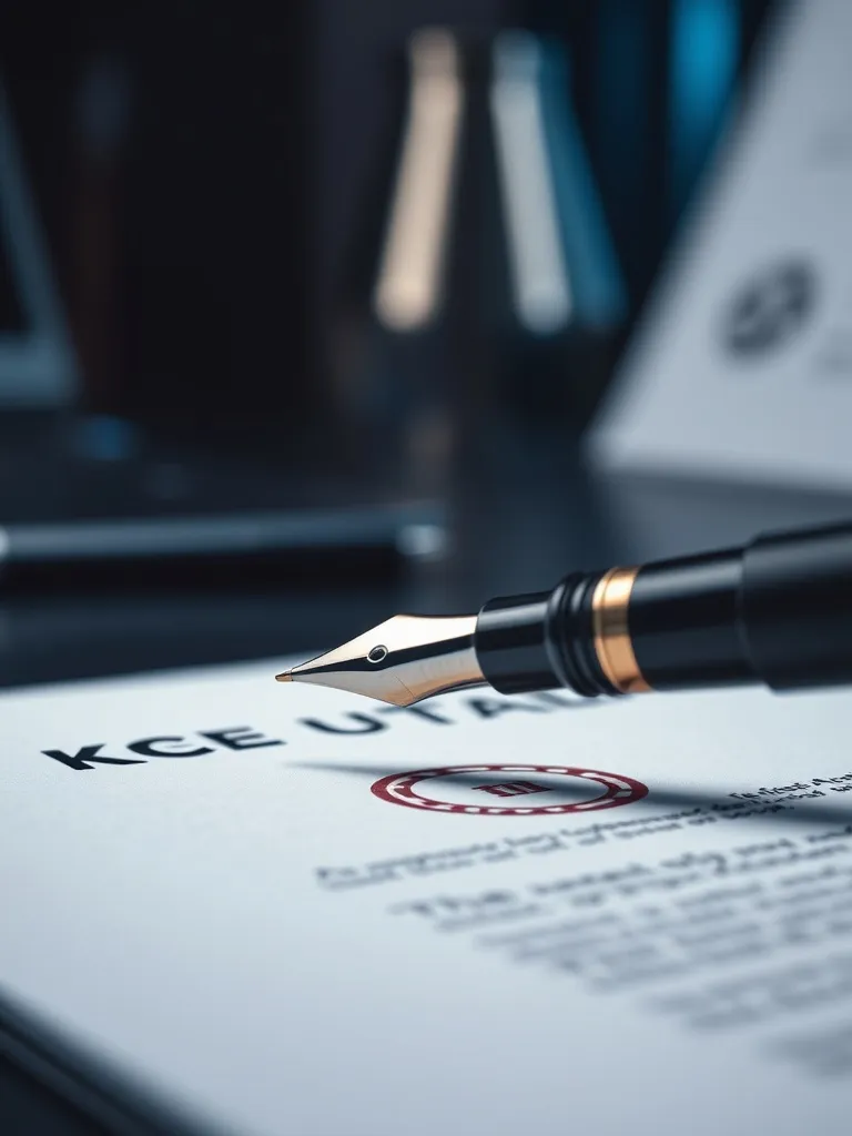 Professional macro shot of a fountain pen resting on a legal